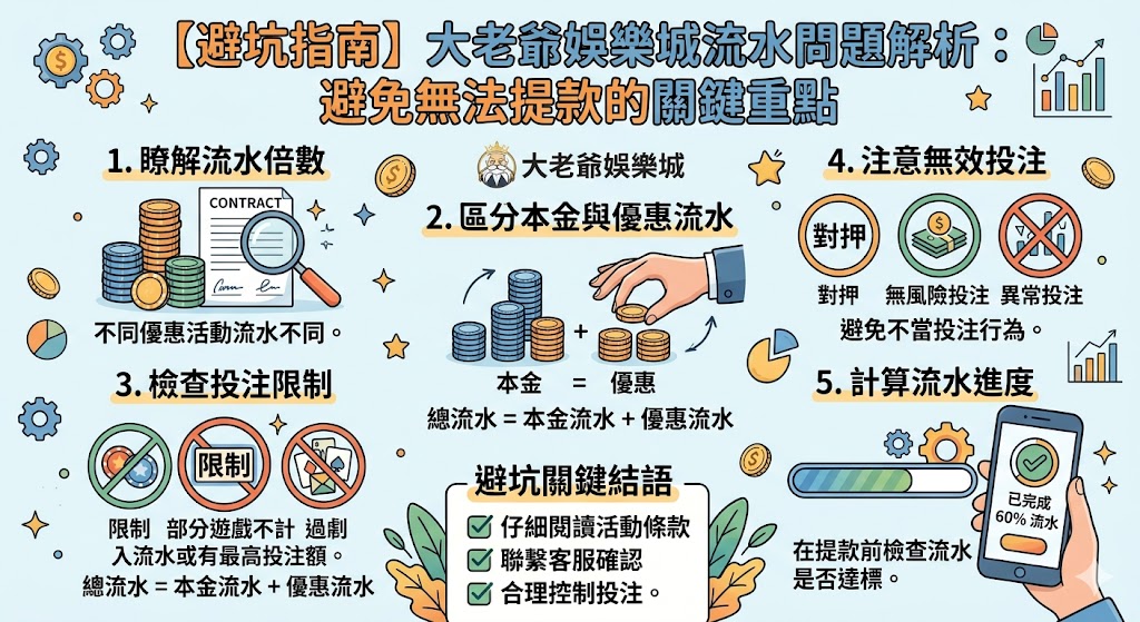 【避坑指南】大老爺娛樂城流水問題解析：避免無法提款的關鍵重點
