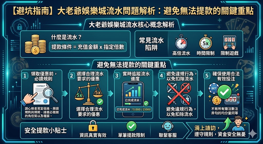 【避坑指南】大老爺娛樂城流水問題解析：避免無法提款的關鍵重點